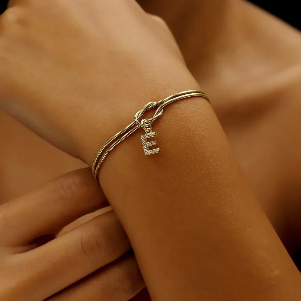 Diamond Letter Love Knot Bracelet