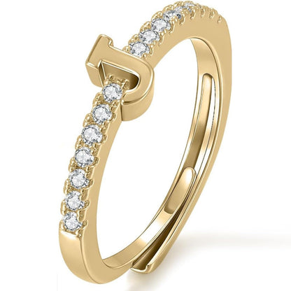 Gold Initial Letter Adjustable Ring