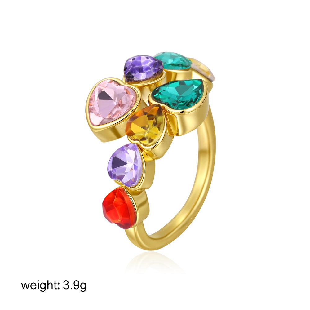 Gold Colorful Zircon Open Ring