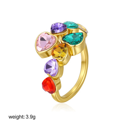 Gold Colorful Zircon Open Ring