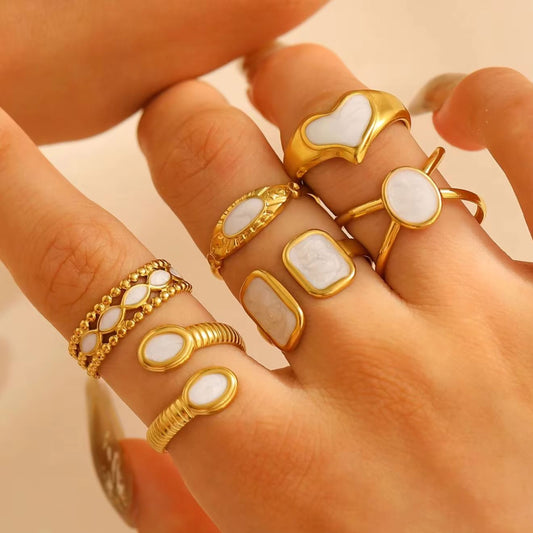 Vintage Gold Oil Drop Stainless Steel Ring