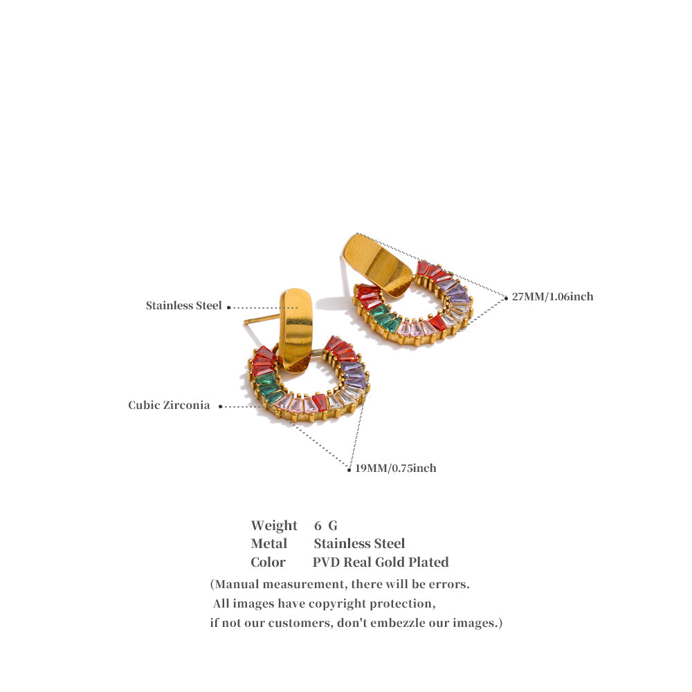 Rainbow Gem Semi-Hoop Earrings