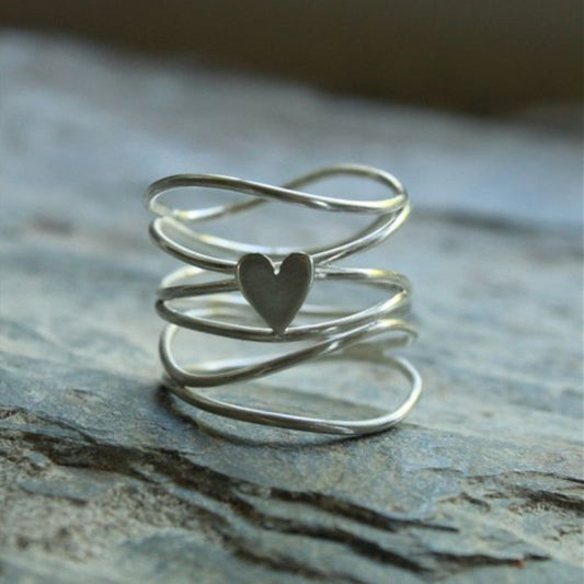 Silver Twisted Love Statement Ring