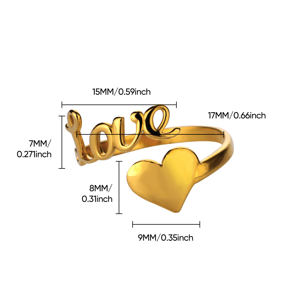 Open Heart Stainless Steel Ring