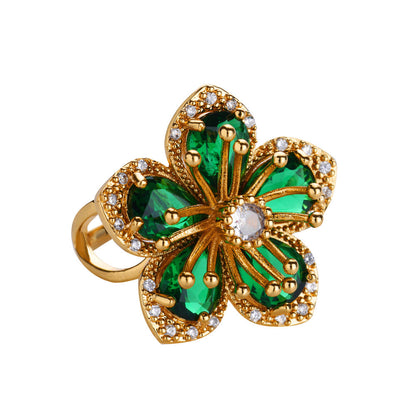 Gold Floral Adjustable Ring