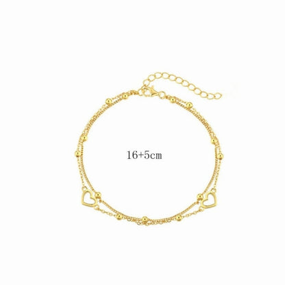 2pc Gold Layered Heart Bracelet Set