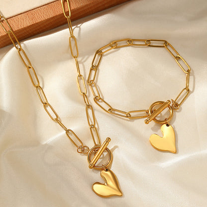 2pc Chunky Heart Charm Jewelry Set