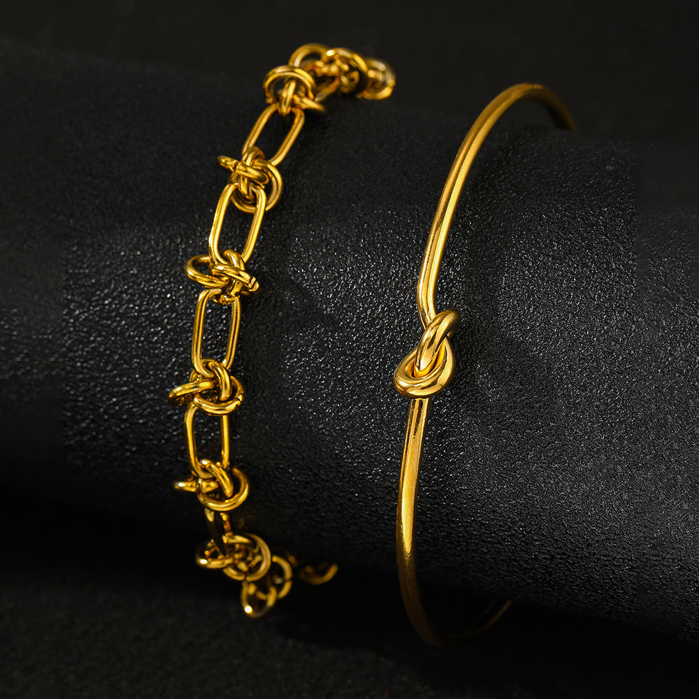 2pc Knot Detail Chain & Cuff Set