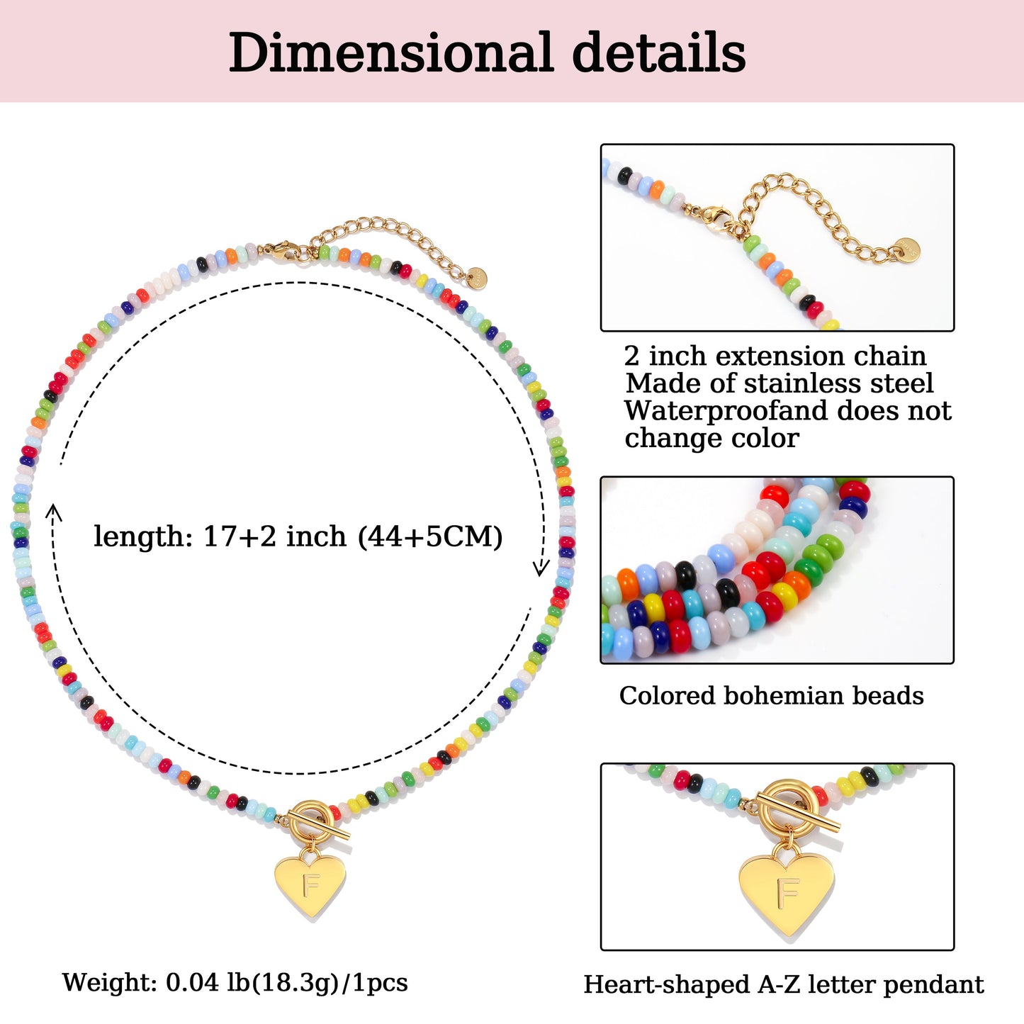 Beaded Heart Initial Pendant Necklace