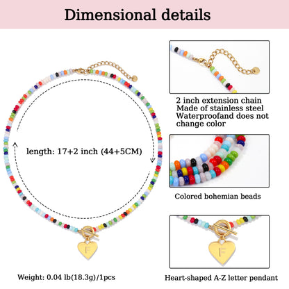 Beaded Heart Initial Pendant Necklace