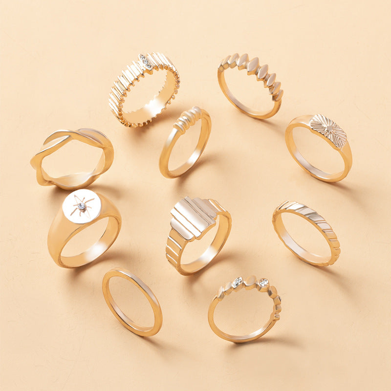 Trendy Gold Cuff Ring Set