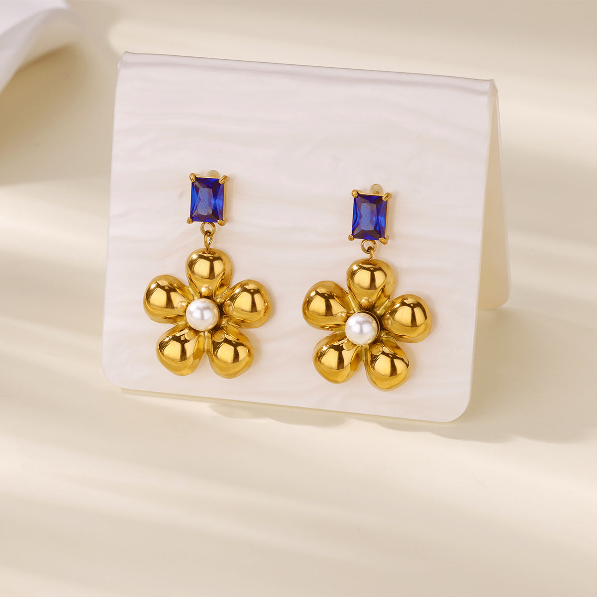 Bloom & Blue Gem Statement Earrings