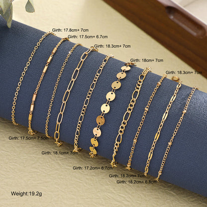 10pc Dainty Gold Chain Bracelet Set