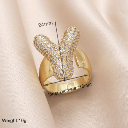 Gold Bubble Letter Initial Ring