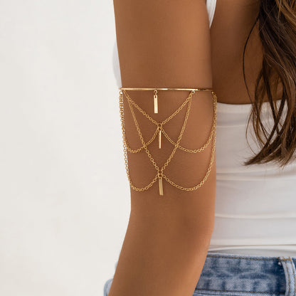 Gold Chain Tassel Arm Bracelet