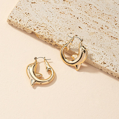 Golden Dolphin Hoop Earrings