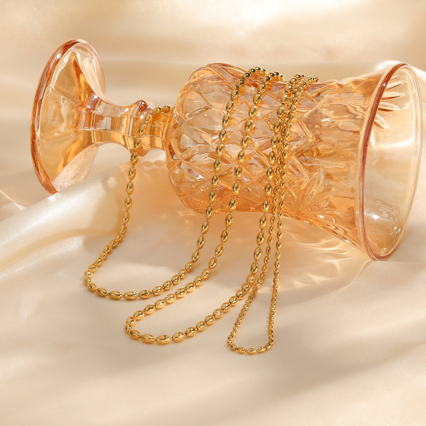 2pc Twisted Bead Chain Necklace Set