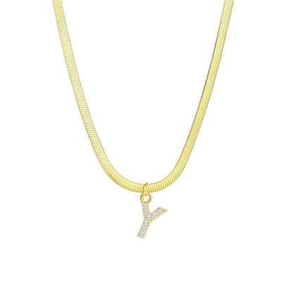 Gold Snake Chain Initial Necklace