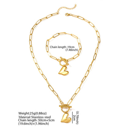 2pc Chunky Heart Charm Jewelry Set
