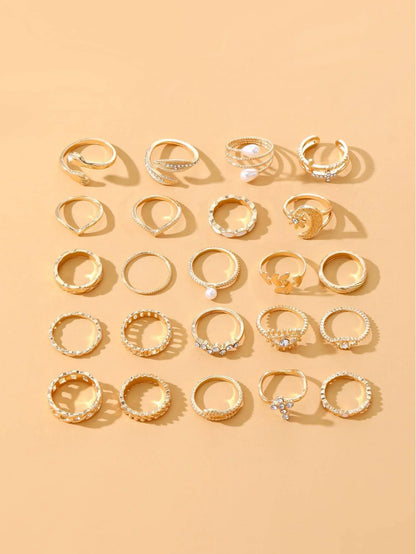 22pc Gold Statement Ring Set