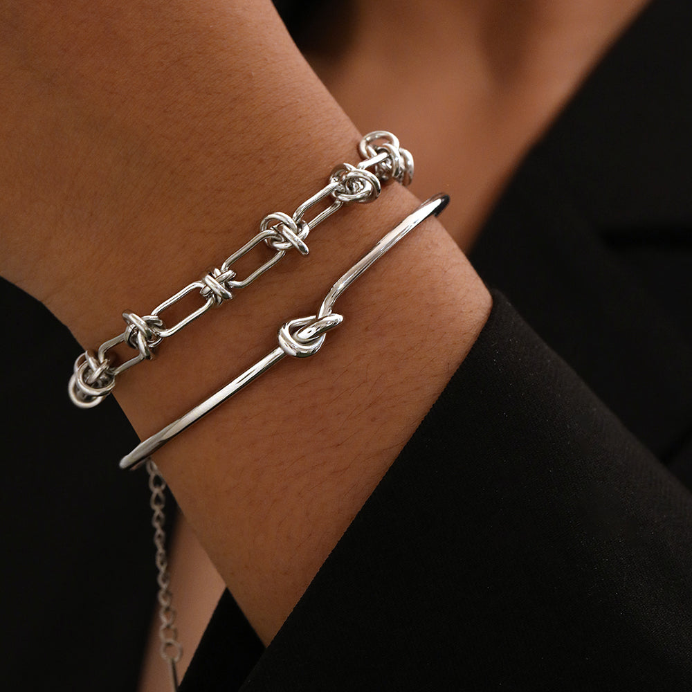 2pc Knot Detail Chain & Cuff Set