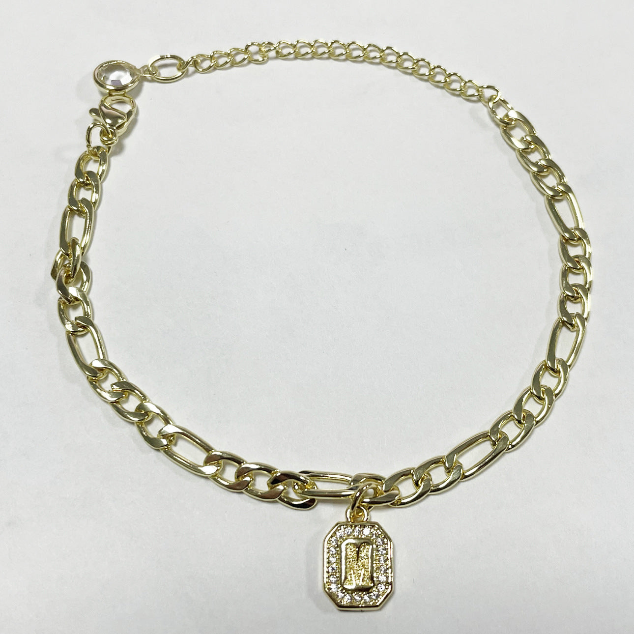 Gold Initial Charm Chain Bracelet
