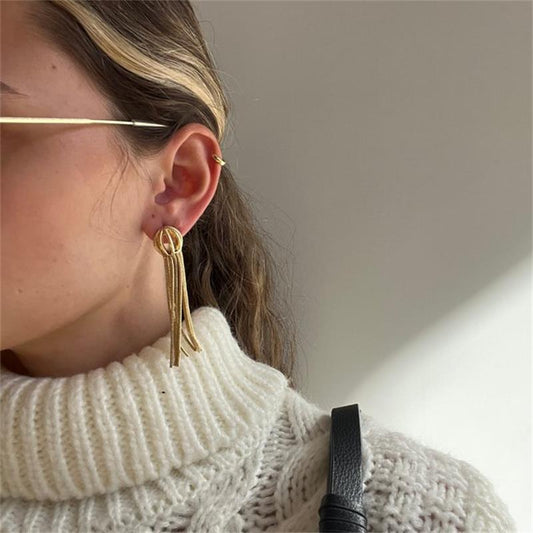 Gold Tassel Chain Earrings