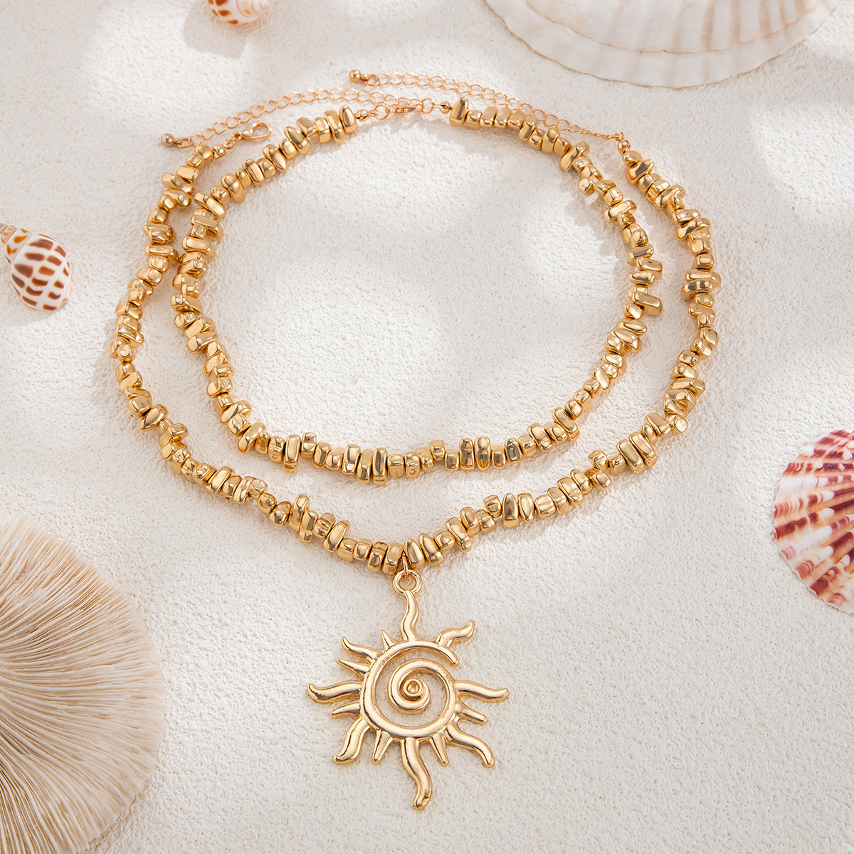Gold Spiral Sun Pendant Choker