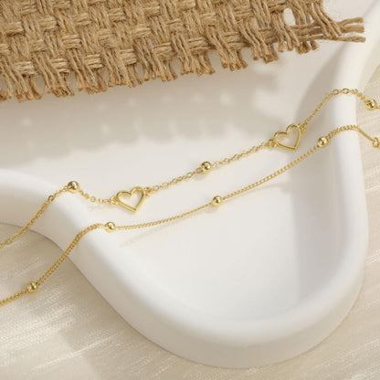 2pc Gold Layered Heart Bracelet Set