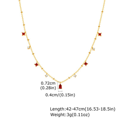 Dainty Red Gemstone Charm Necklace