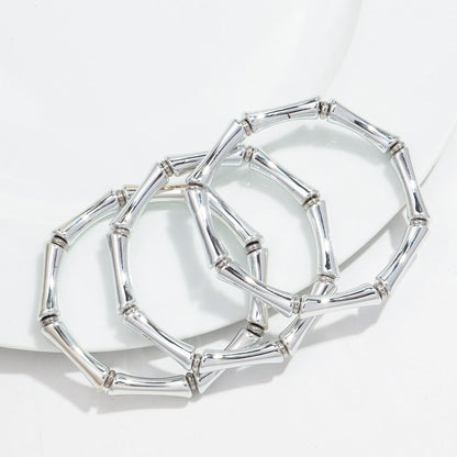 3pcs Gold Bamboo Bangle Bracelet Stack