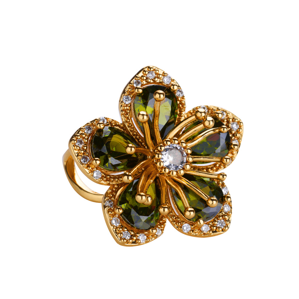 Gold Floral Adjustable Ring