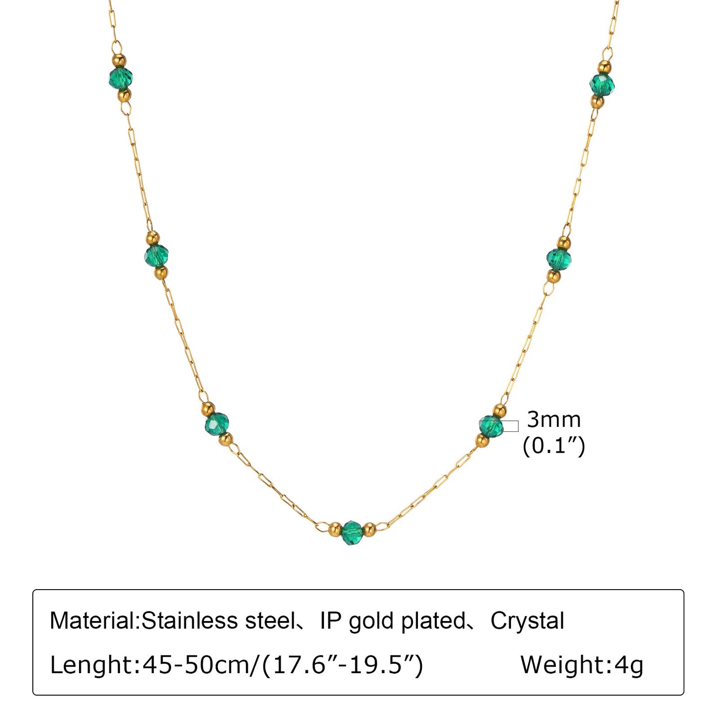 Dainty Green Crystal Bead Necklace