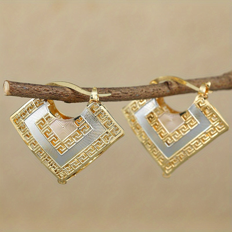 Greek Key Square Hoop Earrings
