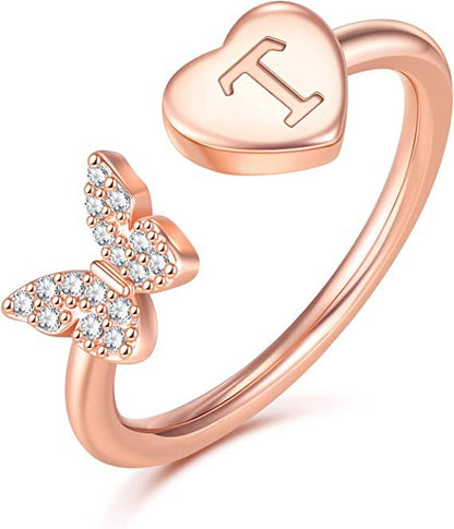 Butterfly Initial Zircon Ring