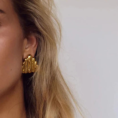 Bold Ripple Textured Stud Earrings