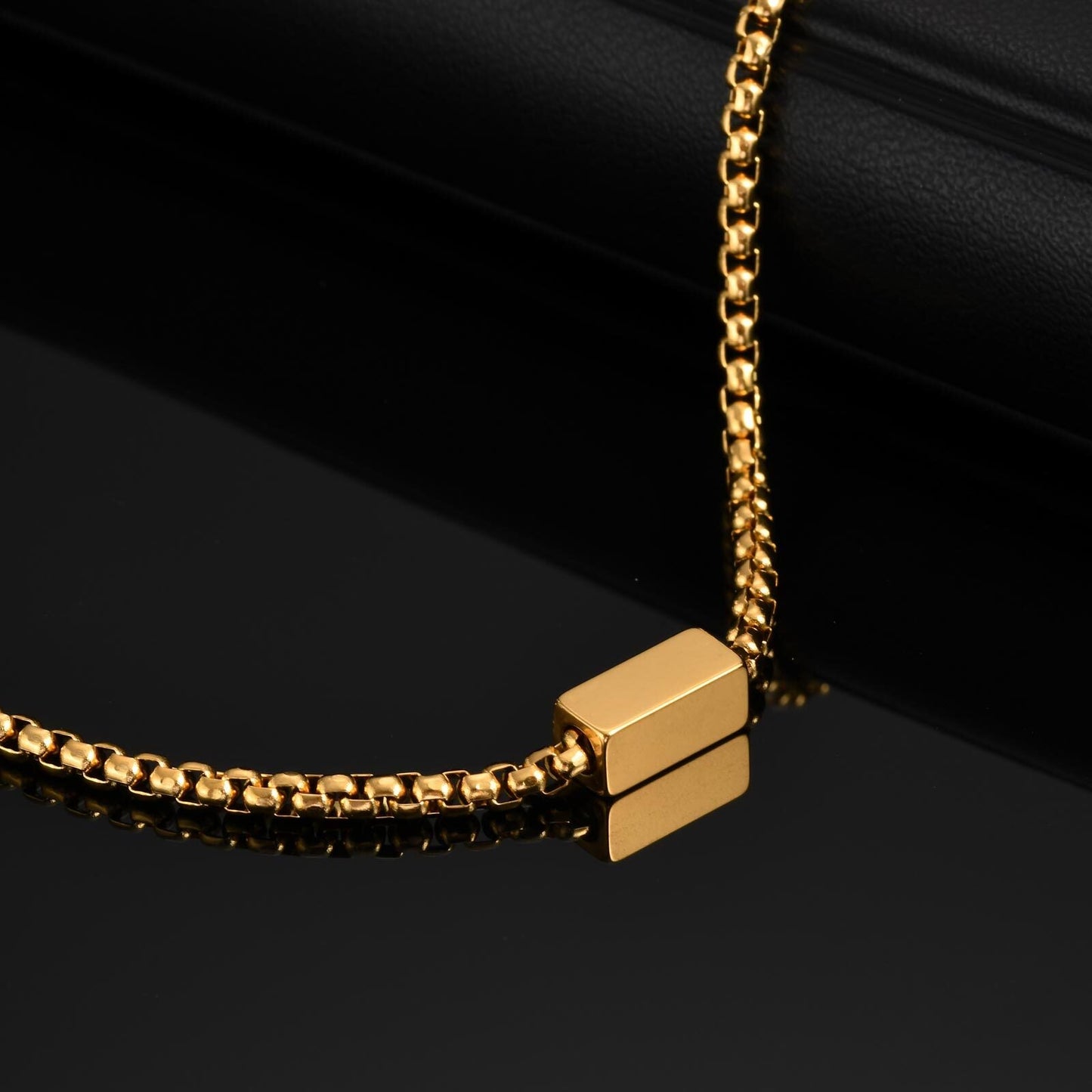 Gold Initial Box Chain Bracelet