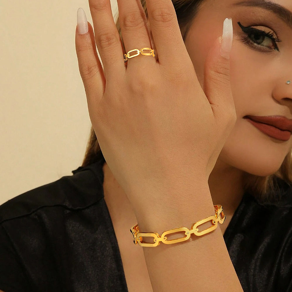 Chunky Link Bracelet & Ring Set