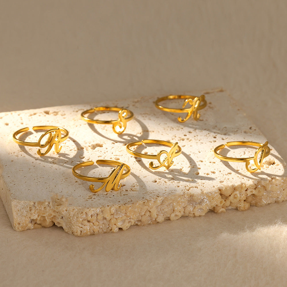 Gold Initial Letter Ring