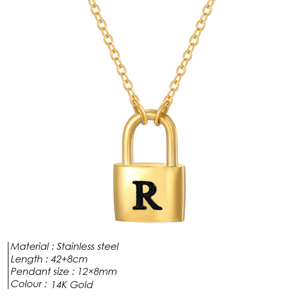 Initial Padlock Pendant Necklace