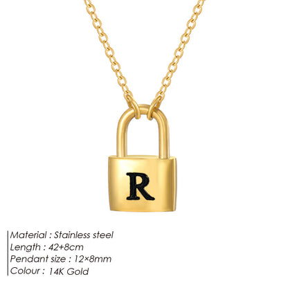 Initial Padlock Pendant Necklace