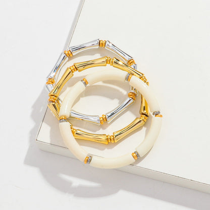 3pcs Gold Bamboo Bangle Bracelet Stack