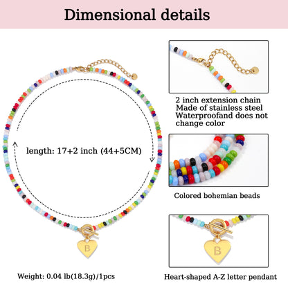 Beaded Heart Initial Pendant Necklace