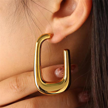 Gold U-Shaped Hoop Earrings