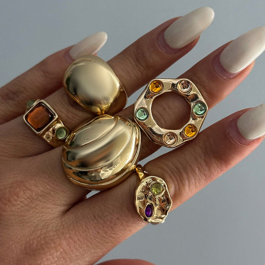 Baroque French Rhinestone Ring Set