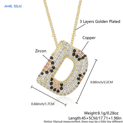 Leopard Print Bling Initial Pendant Necklace