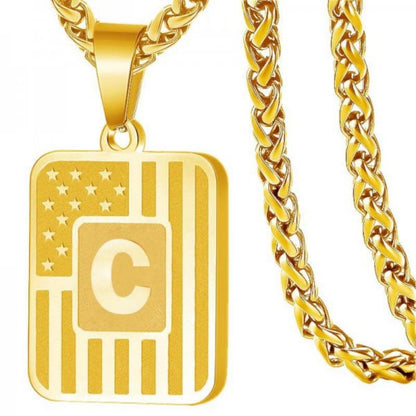 Initial Block Pendant Necklace