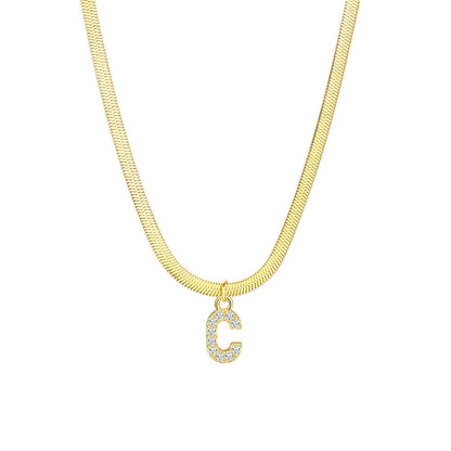Gold Snake Chain Initial Necklace