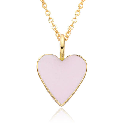 Gold Enamel Heart Pendant Necklace