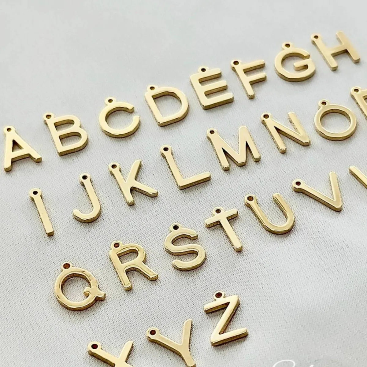 Gold Initial Charm Bangle Bracelet